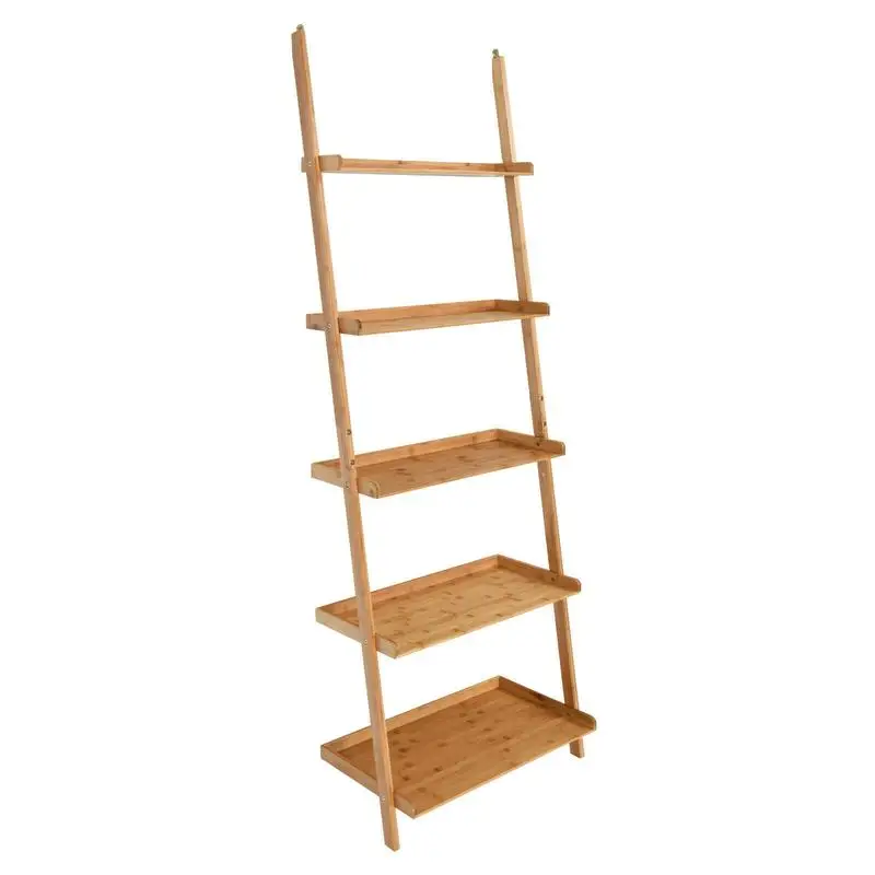 5-Tier Ladder Shelf Bamboo Bookshelf Wall-Leaning Storage Display Plant Stand-Natural
5-Tier Ladder Shelf Bamboo Bookshelf Wall-Leaning Storage Display Plant Stand-Natural