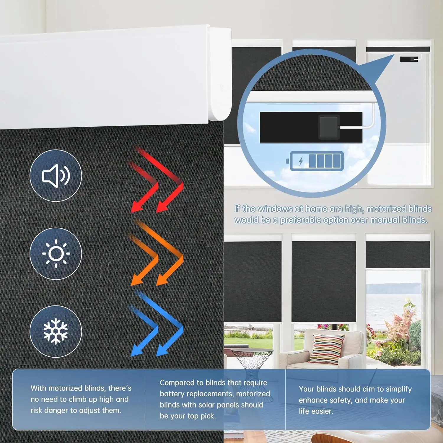 Моторизованные жалюзи с пультом дистанционного управления, затемняющие умные жалюзи, с чехлом, электрические жалюзи с бесплатной солнечной панелью.
Моторизованные жалюзи с пультом дистанционного управления, затемняющие умные жалюзи, с чехлом, электрические жалюзи с бесплатной солнечной панелью.