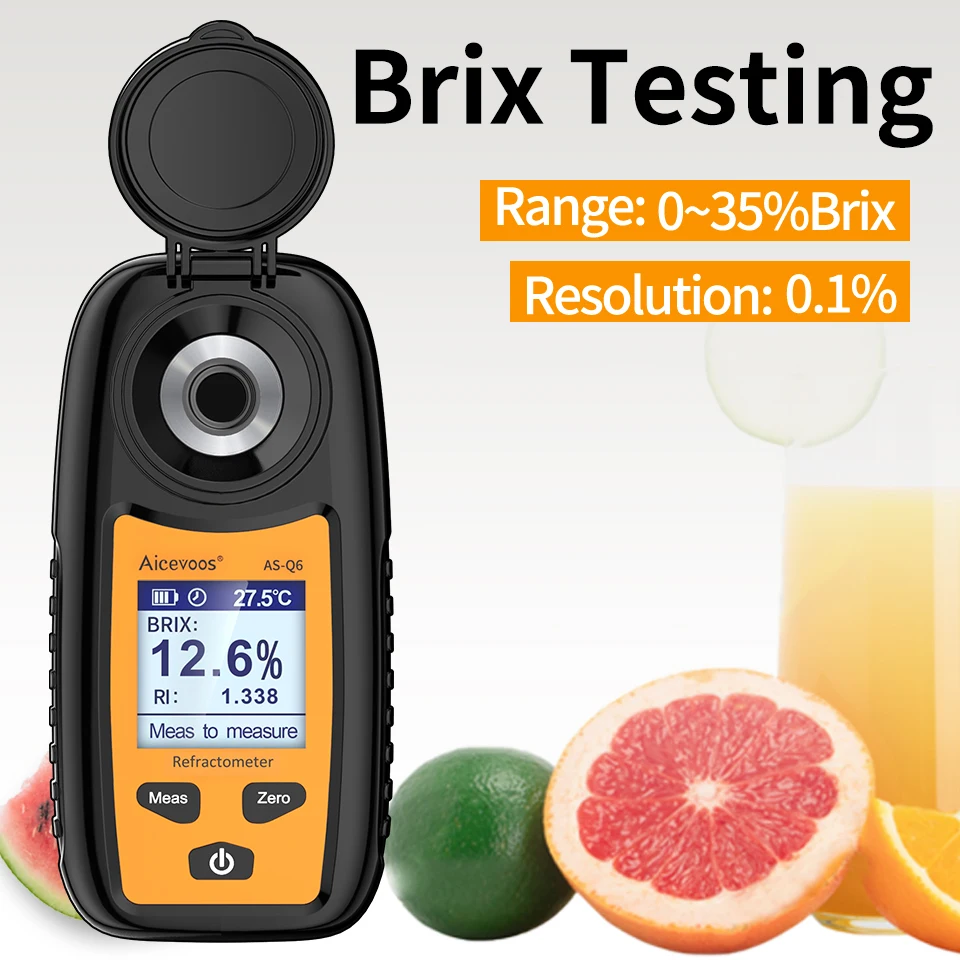 Aicevoos Digital Refractometer Brix Meter Sugar Content Measuring Instrument Fruit Juice Beverage Wine Beer 0-35% Range
Aicevoos Digital Refractometer Brix Meter Sugar Content Measuring Instrument Fruit Juice Beverage Wine Beer 0-35% Range