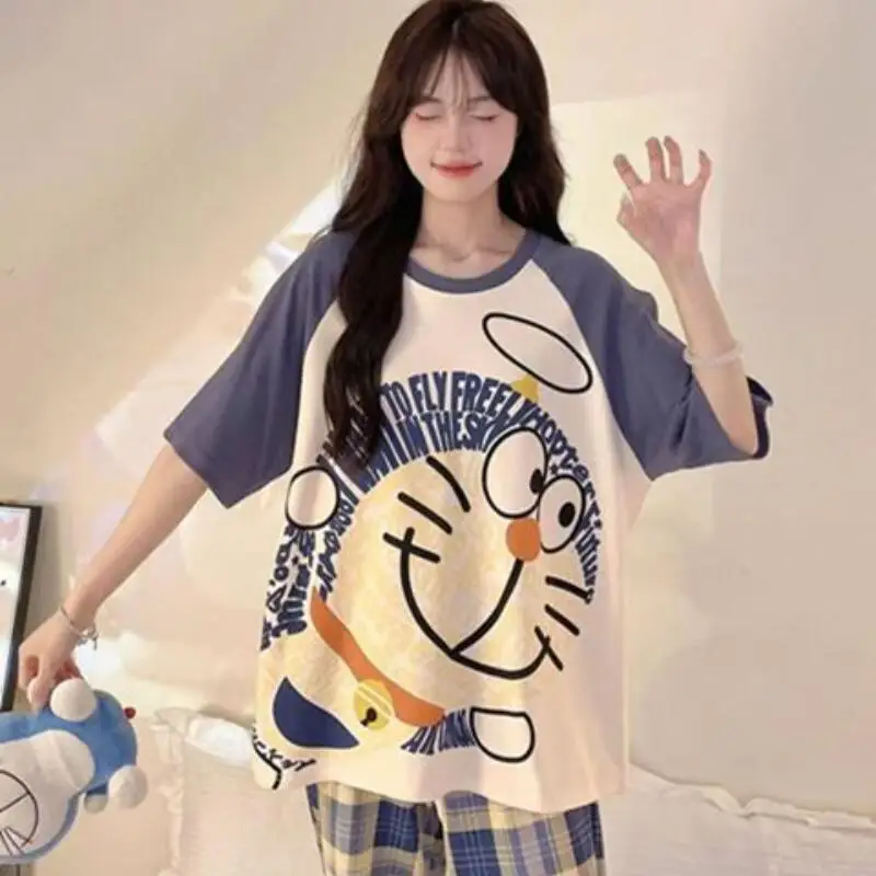 Hot Women Loungewear Pajamas Set Short Sleeves Tops Pants Soft Comfortable T-Shirt Nightwear Fashion Casual Sleepwear for Daily
Hot Women Loungewear Pajamas Set Short Sleeves Tops Pants Soft Comfortable T-Shirt Nightwear Fashion Casual Sleepwear for Daily