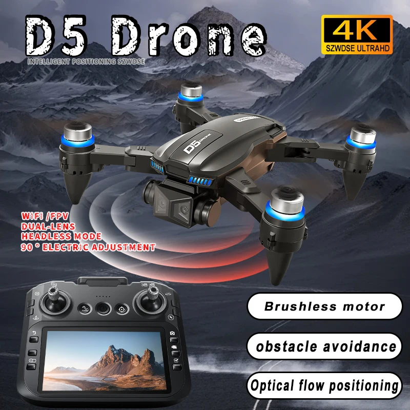New D5 Profession Drone 4K HD Camera brushless WiFi obstacle avoidance FPV RC Helicopter Large Screen Foldable Quadcopter Toys
New D5 Profession Drone 4K HD Camera brushless WiFi obstacle avoidance FPV RC Helicopter Large Screen Foldable Quadcopter Toys