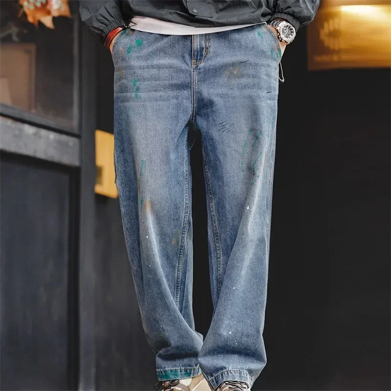 American Vintage Splashed Ink Graffiti Jeans, New Style for Men, Bamboo Grain Washed Straight-leg Casual Denim Long Pants S-XXL
American Vintage Splashed Ink Graffiti Jeans, New Style for Men, Bamboo Grain Washed Straight-leg Casual Denim Long Pants S-XXL