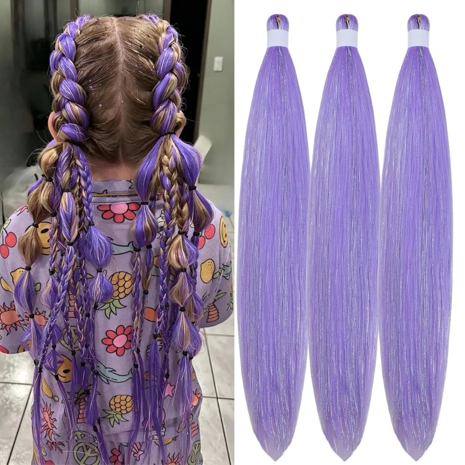 Purple Pre-Stretched Braiding Hair with Tinsel for Glitter Braids Festival Cosplay 30 Inch 3 Pack
Purple Pre-Stretched Braiding Hair with Tinsel for Glitter Braids Festival Cosplay 30 Inch 3 Pack