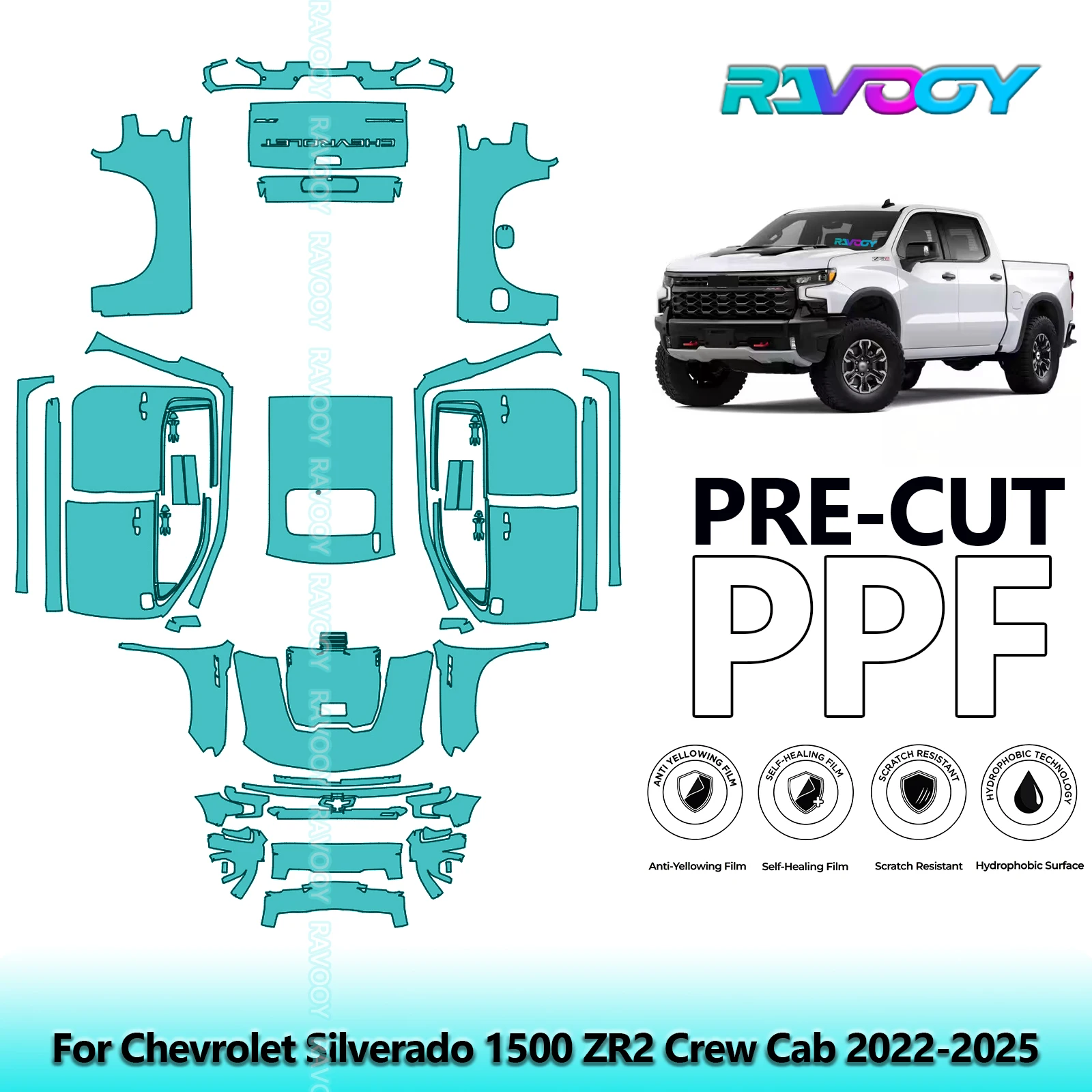 Car Precut PPF Paint Protection Film Full Vehicle For Chevrolet Silverado 1500 ZR2 Crew Cab 2022-2025
Car Precut PPF Paint Protection Film Full Vehicle For Chevrolet Silverado 1500 ZR2 Crew Cab 2022-2025