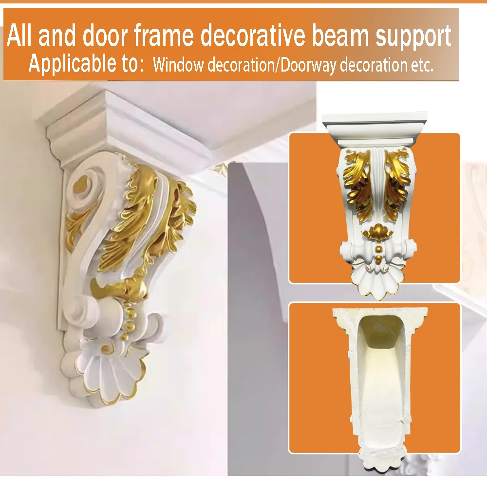 Golden PU gypsum simulated cow leg pillar bracket, durable carved polyurethane beam decoration, suitable for hall corridors
Golden PU gypsum simulated cow leg pillar bracket, durable carved polyurethane beam decoration, suitable for hall corridors