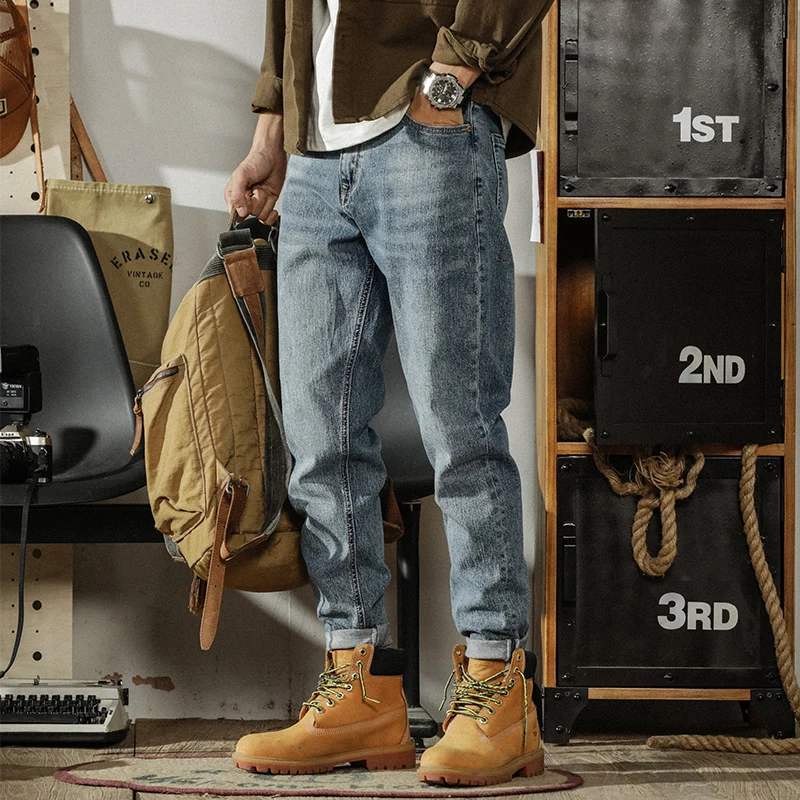 American Style Light Blue Men's Jeans Elastic Loose Fit Versatile Casual Pants Spring Summer New Arrival Jeans for Men
American Style Light Blue Men's Jeans Elastic Loose Fit Versatile Casual Pants Spring Summer New Arrival Jeans for Men