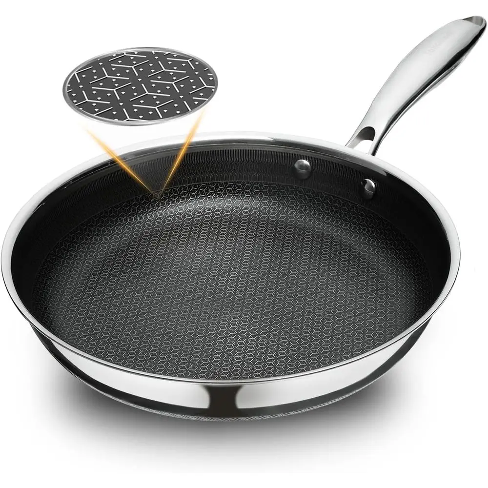 9.5" Non Stick rying Pans, Hybrid Ceic StainlSteel Pan, Skillet with Stay-Cool Handle, Non Toxic, PAS POA PTE ree, Dishwasher &
9.5" Non Stick rying Pans, Hybrid Ceic StainlSteel Pan, Skillet with Stay-Cool Handle, Non Toxic, PAS POA PTE ree, Dishwasher &