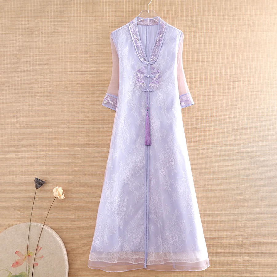 High Quality Spring Summer Chinese Style Tassel Organza Hanfu Dress Embroidery Floral Retro Elegant Loose Women Dress S-XXL
High Quality Spring Summer Chinese Style Tassel Organza Hanfu Dress Embroidery Floral Retro Elegant Loose Women Dress S-XXL