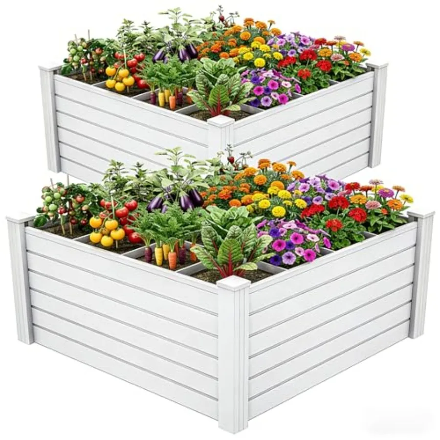 Outdoor plastic raised garden bed 48x48x24 in white with growth grid for plants vegetables flowers easy installation
Outdoor plastic raised garden bed 48x48x24 in white with growth grid for plants vegetables flowers easy installation