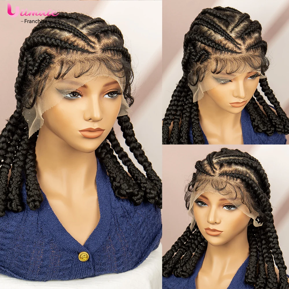 16'' Cornrow Braided Wigs for Black Women Bantu Braids Wig with Baby Hair Lace Frontal Natural Black Synthetic Wigs Full Lace
16'' Cornrow Braided Wigs for Black Women Bantu Braids Wig with Baby Hair Lace Frontal Natural Black Synthetic Wigs Full Lace