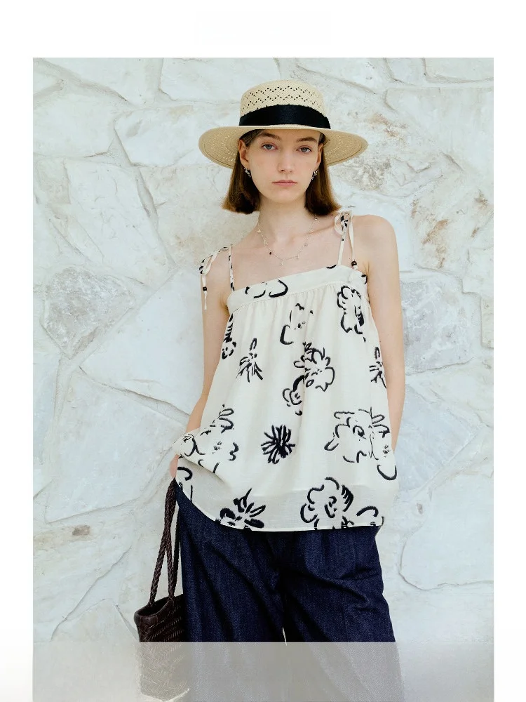 ForPoem Original Design Summer Print Loose Women's Tank Top Versatile Linen Sweet Sle Casual Faion Vest
ForPoem Original Design Summer Print Loose Women's Tank Top Versatile Linen Sweet Sle Casual Faion Vest