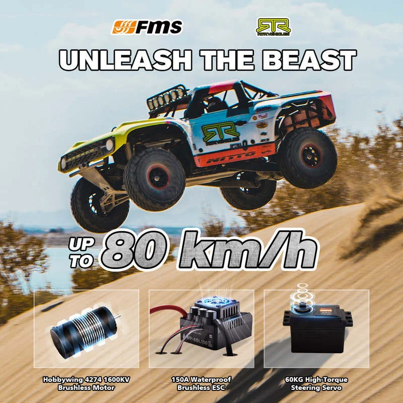 FMS 1:7 Bronco EB Brushless 4WD 80KM/H+ High speed violent racing Short Course Truck RS Off-Road RC Remote Control Car Model
FMS 1:7 Bronco EB Brushless 4WD 80KM/H+ High speed violent racing Short Course Truck RS Off-Road RC Remote Control Car Model