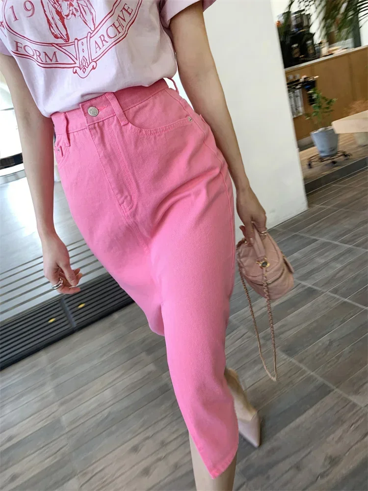 Korean Chic Pink Denim Skirt Niche Retro High Waisted Slim Slit Slim Midi Bodycon Skirt High Street Cool Jeans Black Skirts
Korean Chic Pink Denim Skirt Niche Retro High Waisted Slim Slit Slim Midi Bodycon Skirt High Street Cool Jeans Black Skirts