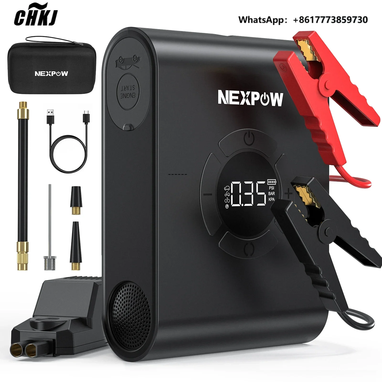 CHKJ OEM Support New Arrival Car Booster Battery Jump Starter 12V 8000mAh 1500 Peak Air Pump Power Bank For Car Safe Power Bank
CHKJ OEM Support New Arrival Car Booster Battery Jump Starter 12V 8000mAh 1500 Peak Air Pump Power Bank For Car Safe Power Bank