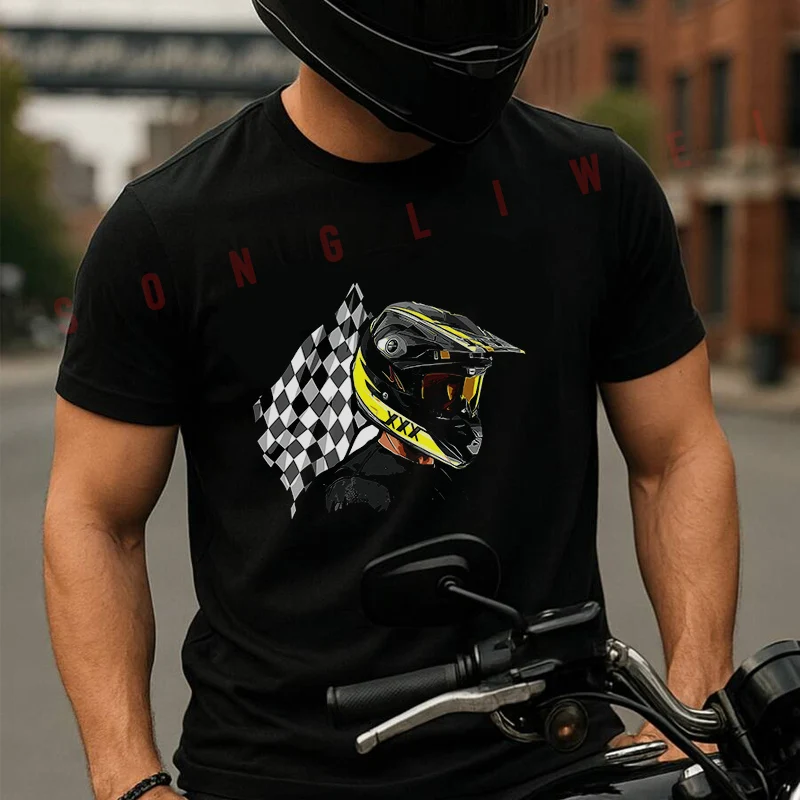 Motocross Rider And Checkered Men's Cotton T-shirt Summer Short Sleeved Casual Round Neck Unisex Tops
Motocross Rider And Checkered Men's Cotton T-shirt Summer Short Sleeved Casual Round Neck Unisex Tops