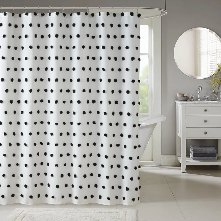 Black Shower Curtain with 12 pcs Hooks 72" x 72" Machine-Washable
Black Shower Curtain with 12 pcs Hooks 72" x 72" Machine-Washable
