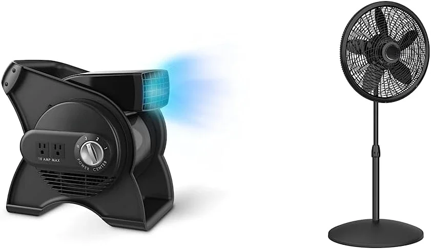12\u201D Utility Fan for Job Site or Use, 289 CFM, Pivoting High Velocity Blower Fans, 3 Speeds, 2 Accessory Outlets 120V, Blac
12\u201D Utility Fan for Job Site or Use, 289 CFM, Pivoting High Velocity Blower Fans, 3 Speeds, 2 Accessory Outlets 120V, Blac
