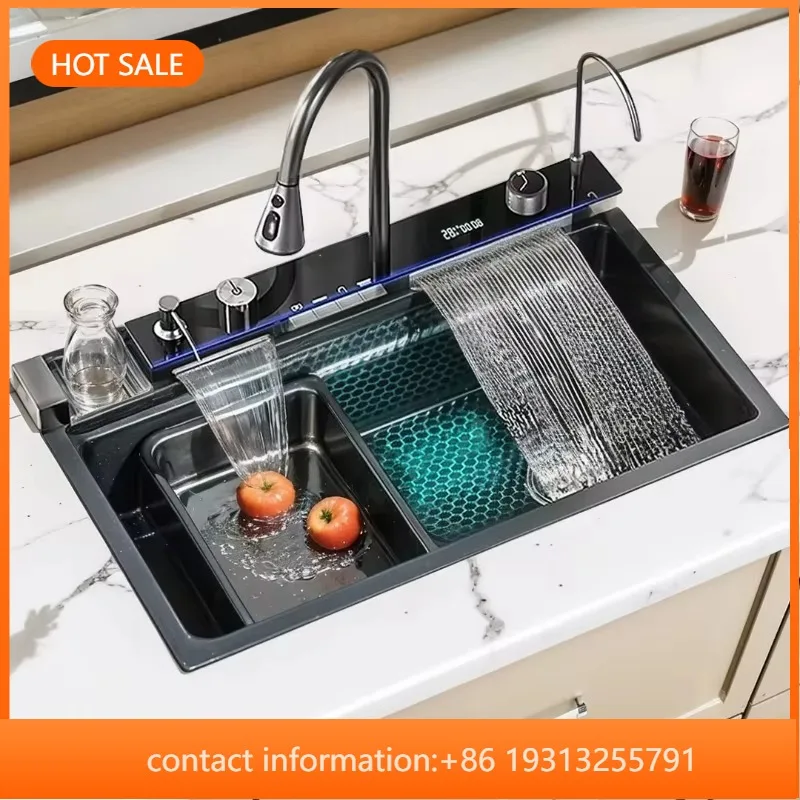 【Best-selling】Cheap Digital Smart Waterfall Faucet 304 Stainless Steel Multifunction Large Single Bowl Wash Basin Modern Kitchen
【Best-selling】Cheap Digital Smart Waterfall Faucet 304 Stainless Steel Multifunction Large Single Bowl Wash Basin Modern Kitchen