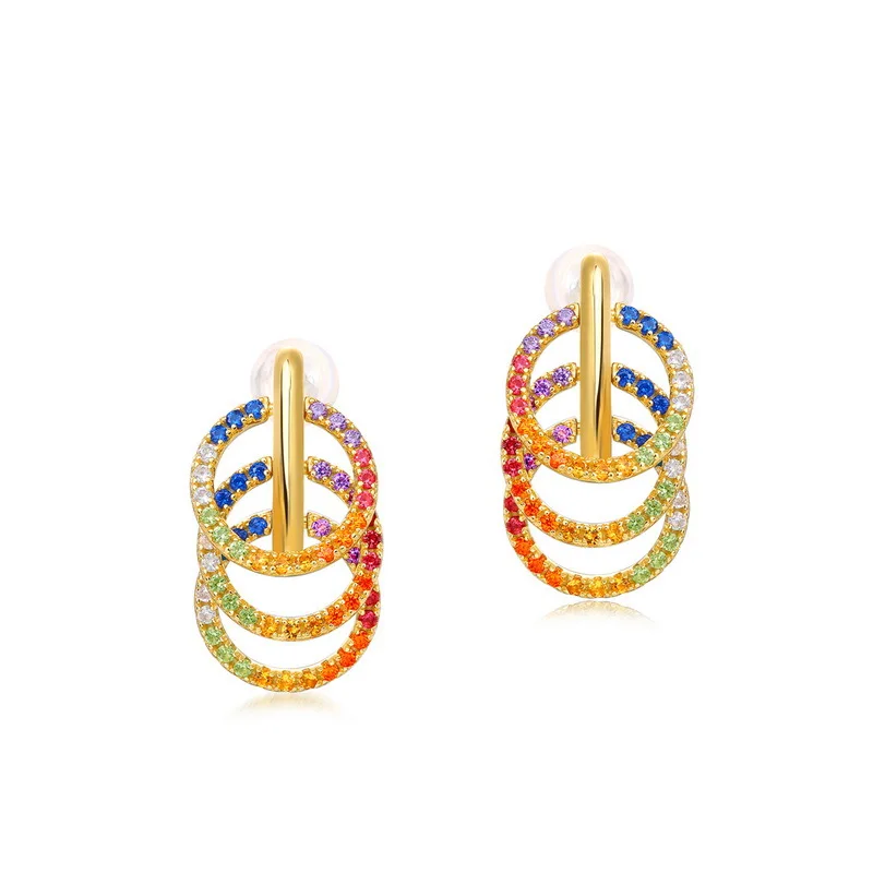 New S925 Silver Rainbow Round Zircon Earrings Women Full inlaid Zirconium Rainbow Earrings Women Rainbow Earrings Sterling
New S925 Silver Rainbow Round Zircon Earrings Women Full inlaid Zirconium Rainbow Earrings Women Rainbow Earrings Sterling