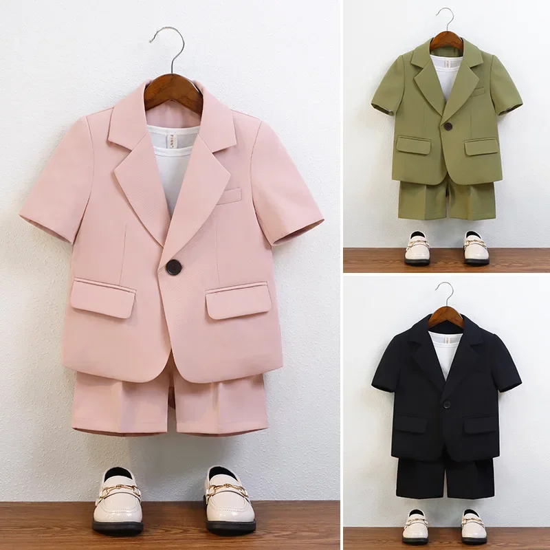 Children casual summer short-sleeved suit set boy's handsome photography catwalk performance costume kids blazer shorts outfit
Children casual summer short-sleeved suit set boy's handsome photography catwalk performance costume kids blazer shorts outfit