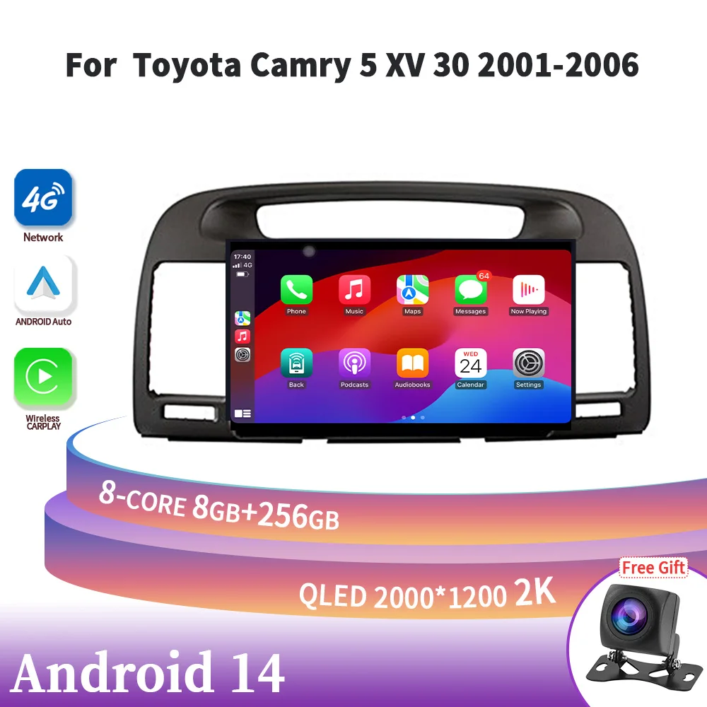 Android 14 для Toyota Camry 5 XV 30 2001-2006 беспроводной черный 9 дюймовый CarPlay 2Din экран авто радио мультимедийная навигация 4G GPS
Android 14 для Toyota Camry 5 XV 30 2001-2006 беспроводной черный 9 дюймовый CarPlay 2Din экран авто радио мультимедийная навигация 4G GPS