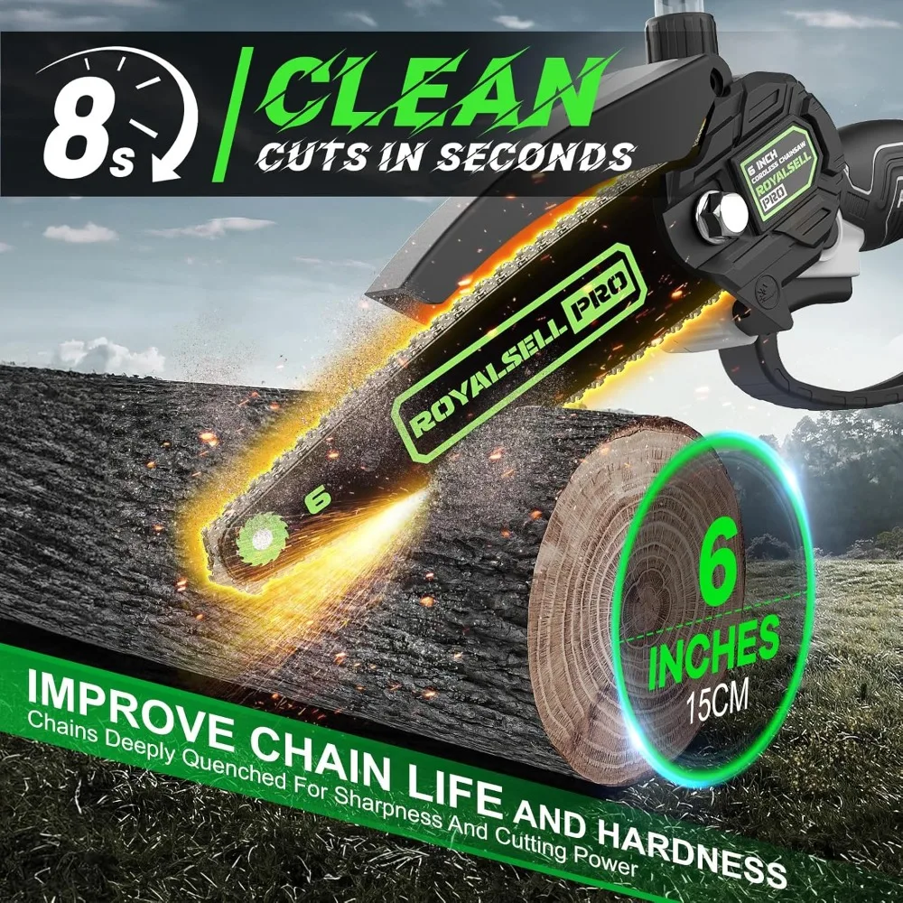 Easy Handle and Powerful Mini Chainsaw Cordless with Automatic Oiler and Light, 2pcs 24V 3000mAh Battery Powered Chainsaw
Easy Handle and Powerful Mini Chainsaw Cordless with Automatic Oiler and Light, 2pcs 24V 3000mAh Battery Powered Chainsaw