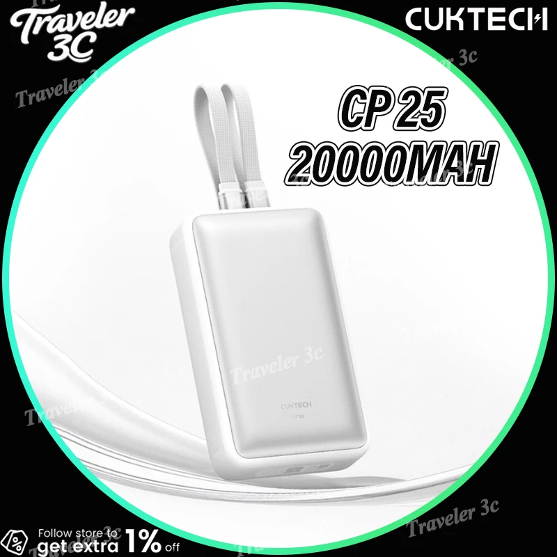 NEW CUKTECH CP25 Portable Power Bank 20000Mah 55W Max Fast Charging Built In Dual Type C Cables High Capacity LPB200NC Gift
NEW CUKTECH CP25 Portable Power Bank 20000Mah 55W Max Fast Charging Built In Dual Type C Cables High Capacity LPB200NC Gift