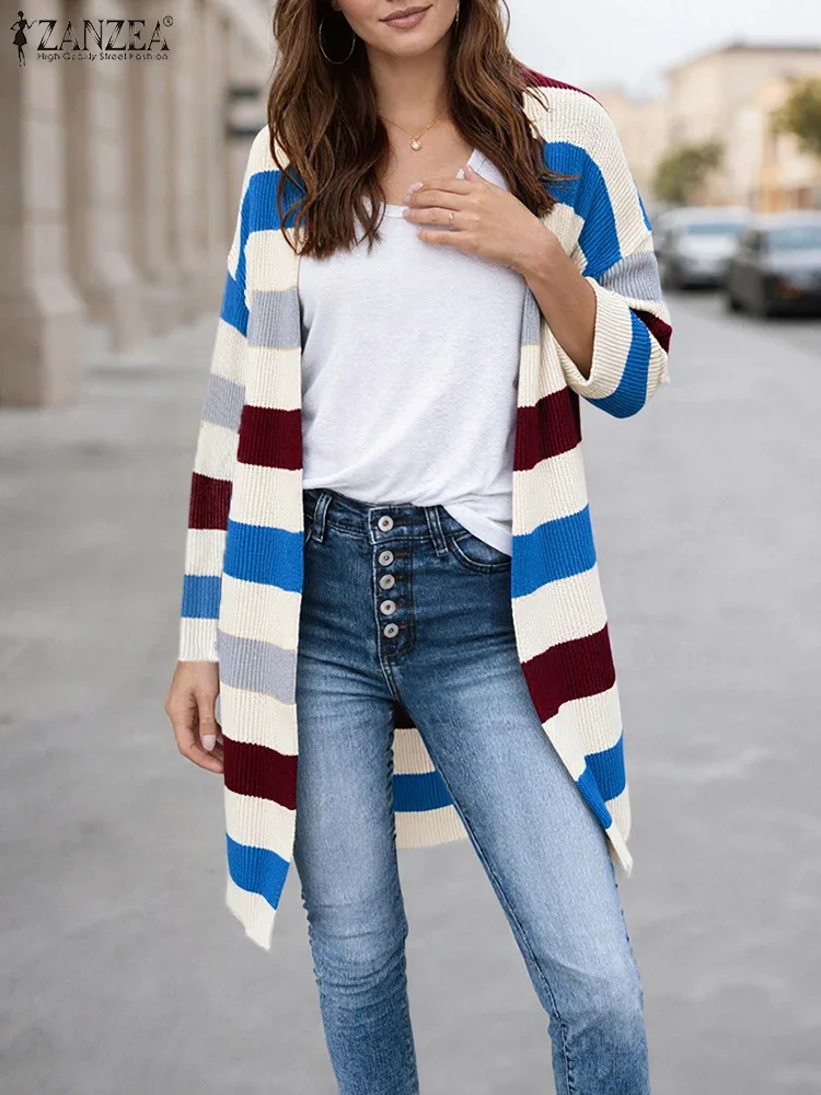 ZANZEA 2025 Women Striped Patchwork Knitted Sweaters Long Cardigans Retro Fashion Sweater Long Sleeve Outwear Autumn Knitwear
ZANZEA 2025 Women Striped Patchwork Knitted Sweaters Long Cardigans Retro Fashion Sweater Long Sleeve Outwear Autumn Knitwear