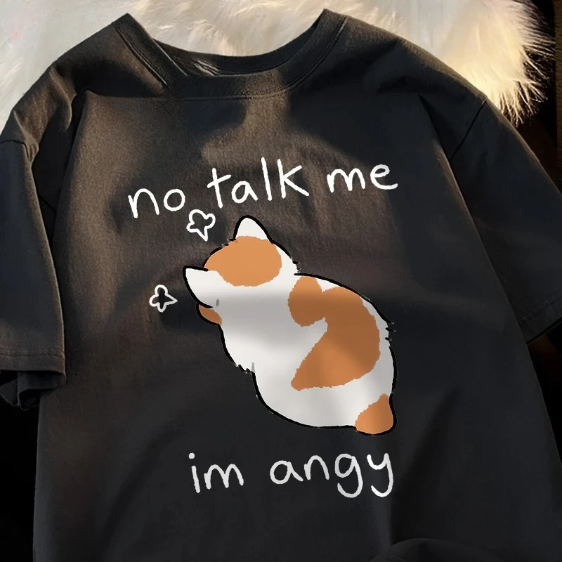 TShirts Women No Talk Me Angry Cat Printed Harajuku Cartoon Casual TShirt Summer Short Sleeve Fashion Woman Tops 
TShirts Women No Talk Me Angry Cat Printed Harajuku Cartoon Casual TShirt Summer Short Sleeve Fashion Woman Tops