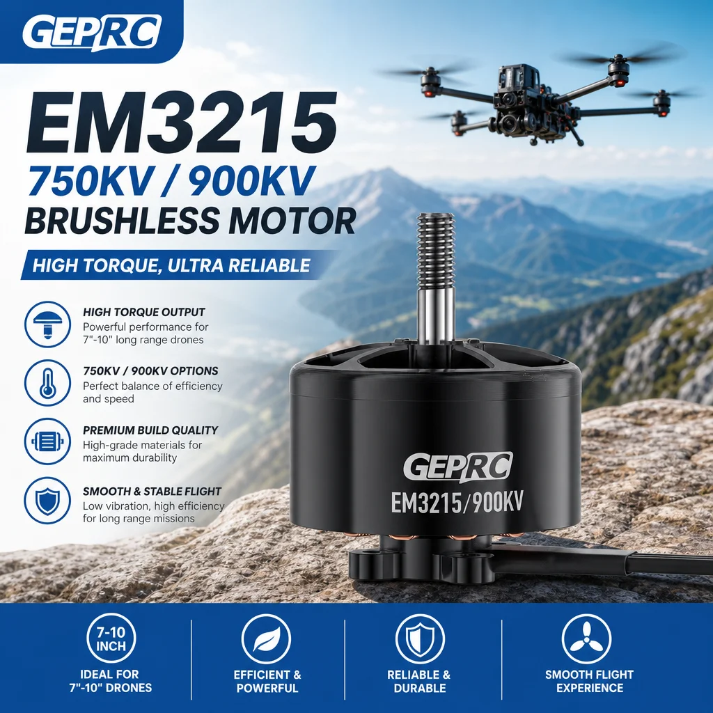 GEPRC EM3215 750KV 900KV Brushless Motor High Torque for 7 8 9 10 Inch FPV Long Range Drone
GEPRC EM3215 750KV 900KV Brushless Motor High Torque for 7 8 9 10 Inch FPV Long Range Drone