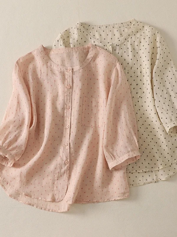 Retro Artistic Soft Floral Patterned Apricot Shirt round Neck Short Sleeve Women's Fashionable Straight Cut Cotton Summer Top
Retro Artistic Soft Floral Patterned Apricot Shirt round Neck Short Sleeve Women's Fashionable Straight Cut Cotton Summer Top