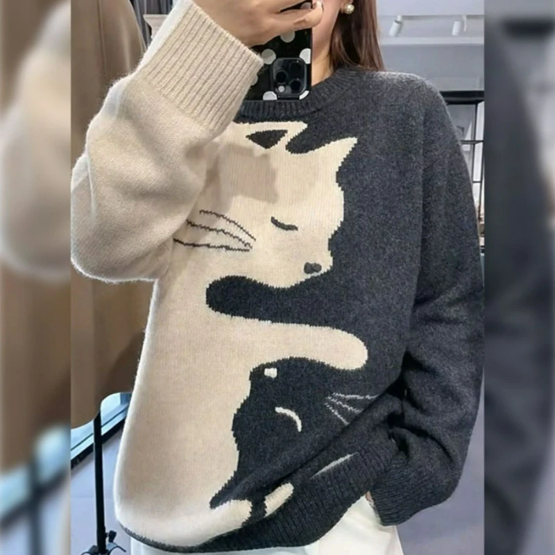Korean Knitted Sweater for Women High-end Grey 2026 Winter Fashionable Loose Cartoon Casual Versatile Pullover Base Layer Top
Korean Knitted Sweater for Women High-end Grey 2026 Winter Fashionable Loose Cartoon Casual Versatile Pullover Base Layer Top