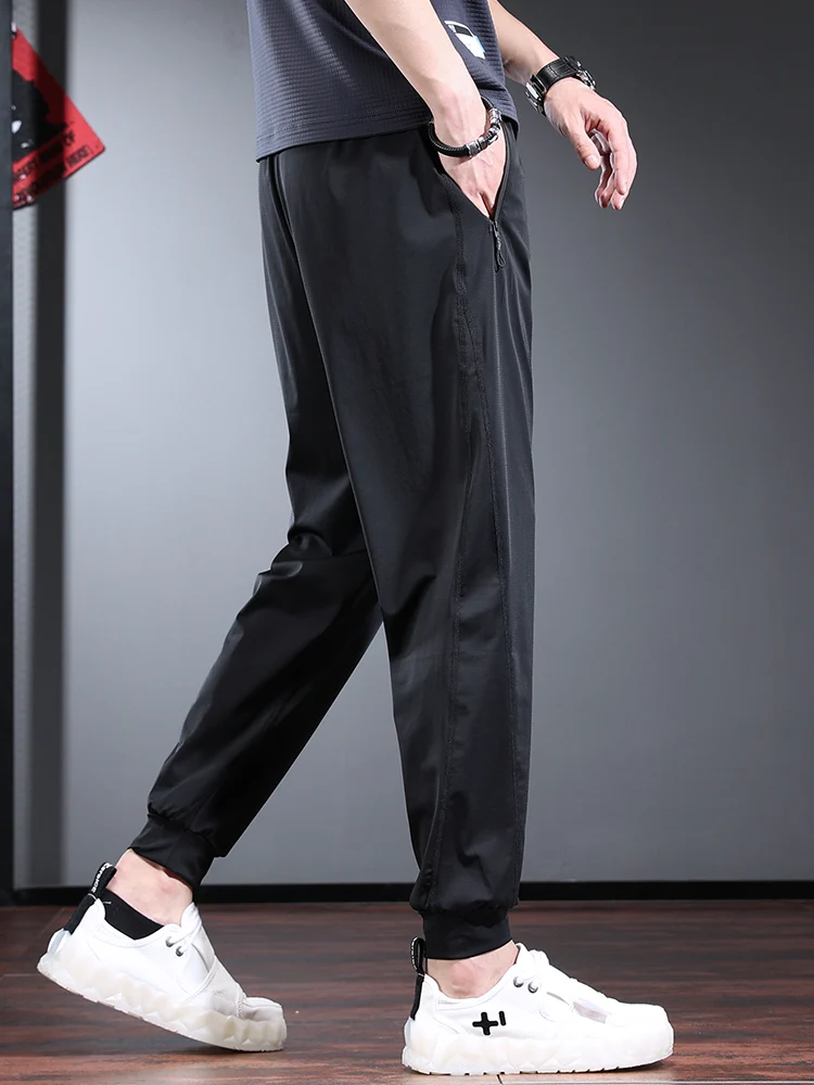 Summer Ice Silk Casual Pants Men Black Cool Zip Pockets Lightweight Sports Elastic Waist Joggers Trousers
Summer Ice Silk Casual Pants Men Black Cool Zip Pockets Lightweight Sports Elastic Waist Joggers Trousers