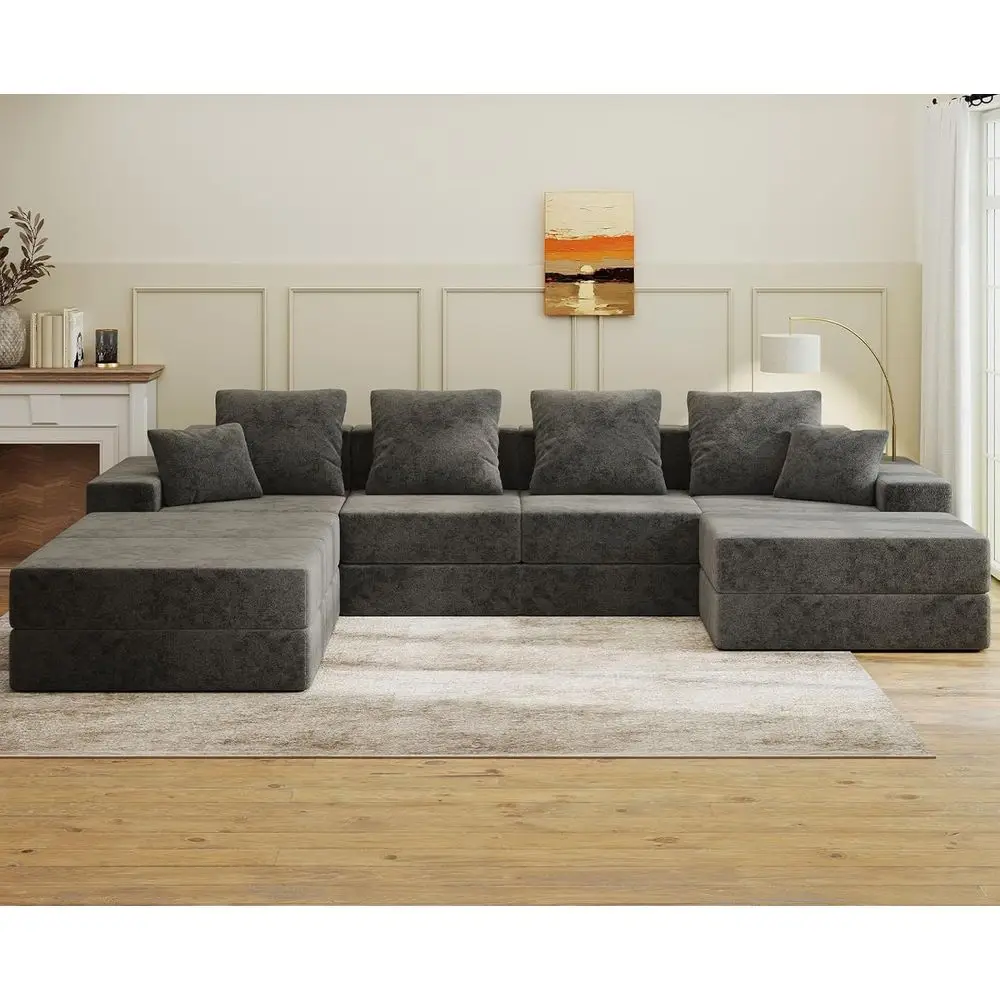 4-Seat U-Shaped Sectional Sofa with Reversible Chaise, No Assembly Required, Customizable, Grey
4-Seat U-Shaped Sectional Sofa with Reversible Chaise, No Assembly Required, Customizable, Grey