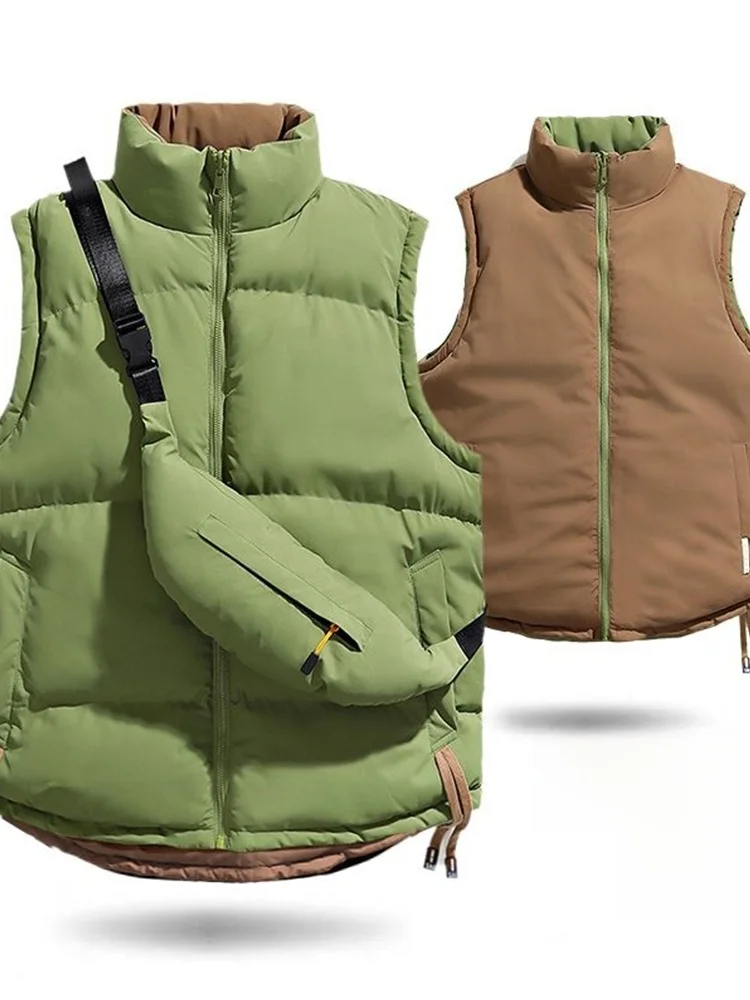 Двусторонний утепленный хлопковый жилет для осени и зимы, теплая верхняя одежда с наплечными подушками, модный городской стиль
Двусторонний утепленный хлопковый жилет для осени и зимы, теплая верхняя одежда с наплечными подушками, модный городской стиль
