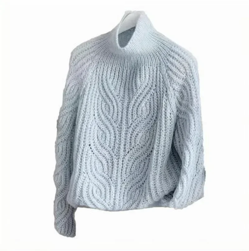 Fashion Light Blue Twist Knit Sweater Women Causal Turtleneck Wool Pullover Autumn New Raglan Sleeve Cashmere Oversized Sweater
Fashion Light Blue Twist Knit Sweater Women Causal Turtleneck Wool Pullover Autumn New Raglan Sleeve Cashmere Oversized Sweater