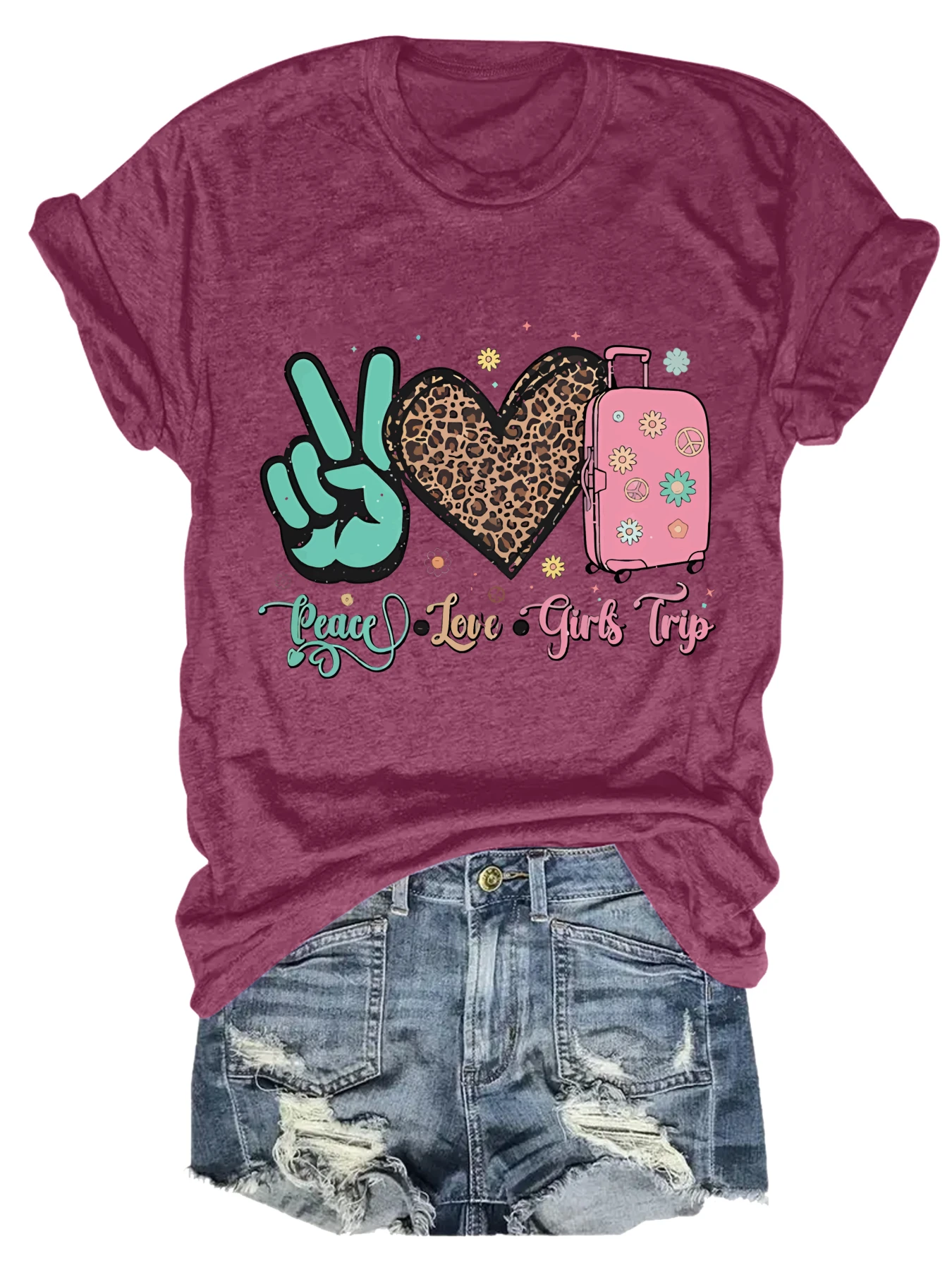 Plus size women's short sleeve T-shirt Peace Love Heart Suitcase Daily comfortable versatile style summer outfit women's
Plus size women's short sleeve T-shirt Peace Love Heart Suitcase Daily comfortable versatile style summer outfit women's
