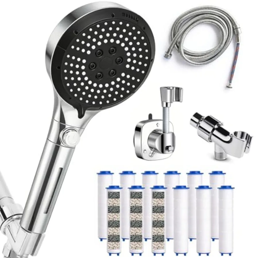 Filtered Shower Head with Handheld - High Pressure 6 Spray Modes Showerhead with Filters Shower Head With Movable Bracket and 7
Filtered Shower Head with Handheld - High Pressure 6 Spray Modes Showerhead with Filters Shower Head With Movable Bracket and 7