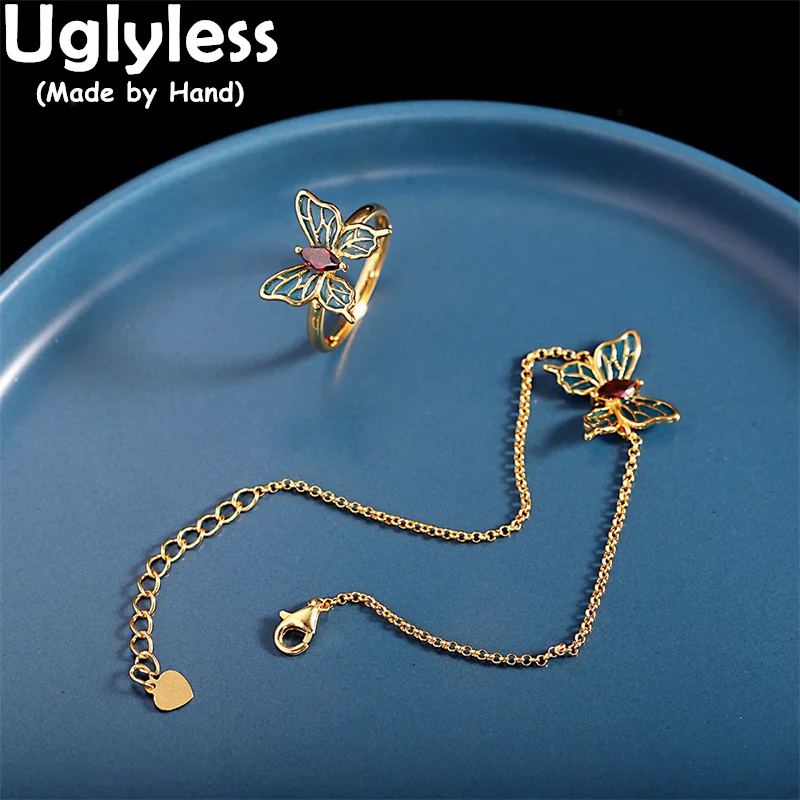 Uglyless Enamel Butterfly Jewelry Sets for Women 925 Sterling Silver Insects Rings Bracelets Ethnic Unusual Gold Plated Bijoux
Uglyless Enamel Butterfly Jewelry Sets for Women 925 Sterling Silver Insects Rings Bracelets Ethnic Unusual Gold Plated Bijoux
