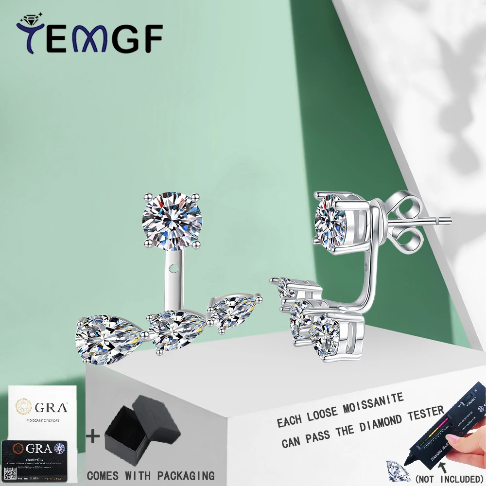 TEMGF S925 Sterling Silver Stud Earrings 5mm Round Cut Moissanite With GRA for Women Ear Fine Sparkling Jewelry Dual Wearing
TEMGF S925 Sterling Silver Stud Earrings 5mm Round Cut Moissanite With GRA for Women Ear Fine Sparkling Jewelry Dual Wearing
