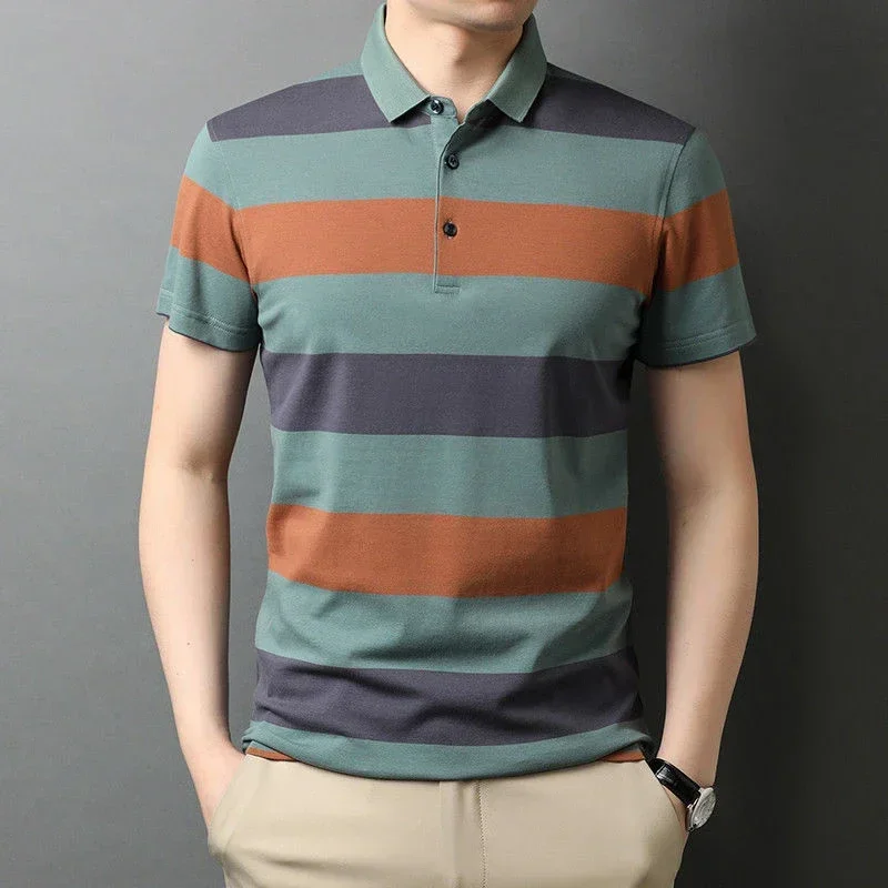 Men's fashionable knitted short sleeved polo shirt, summer breathable and comfortable top
Men's fashionable knitted short sleeved polo shirt, summer breathable and comfortable top