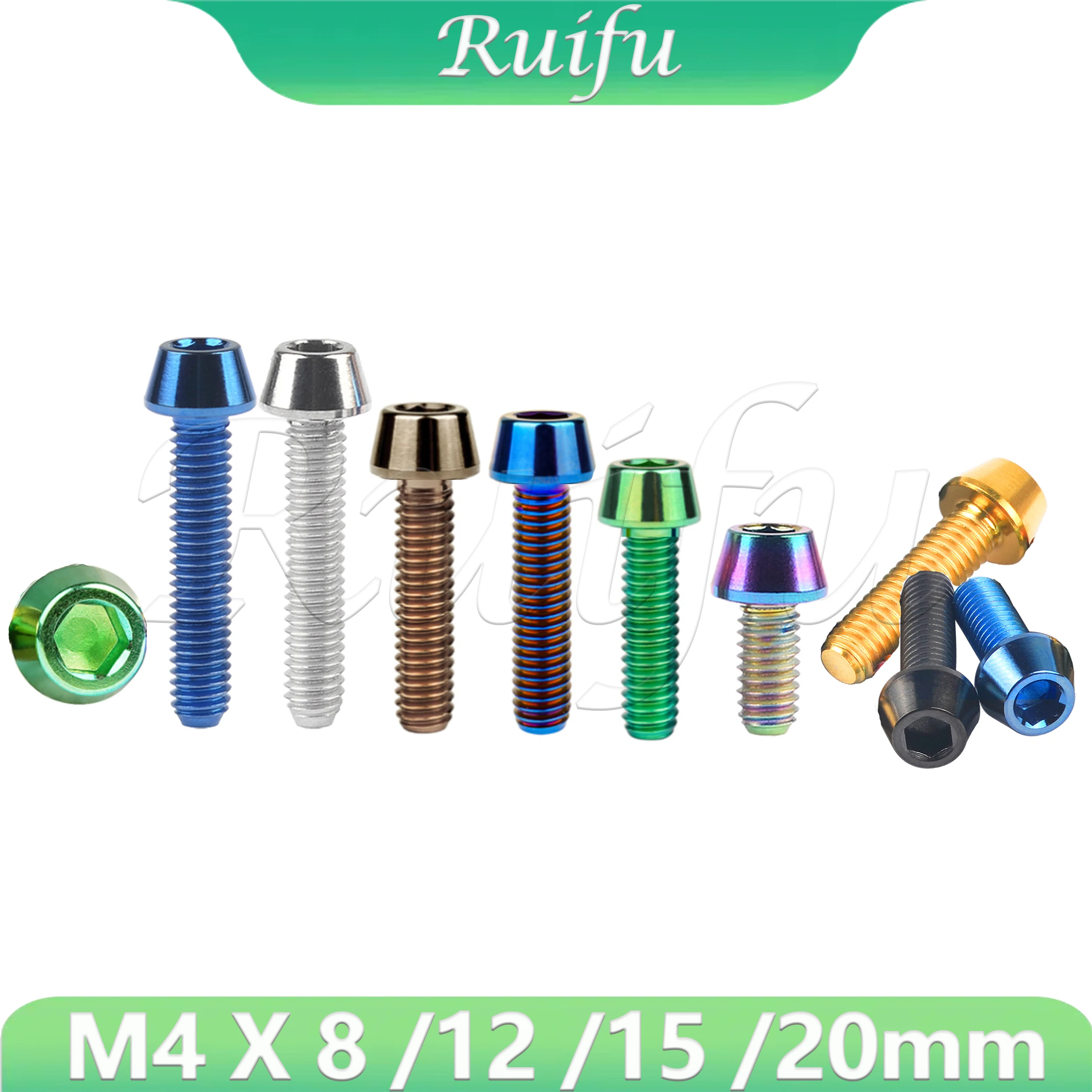 Ruifu Titanium Bolt M4 X 8 /12 /15 /20mm Taper Head Screw Allen Key Taper Head Screw For Bicycle Stem Seatpost
Ruifu Titanium Bolt M4 X 8 /12 /15 /20mm Taper Head Screw Allen Key Taper Head Screw For Bicycle Stem Seatpost