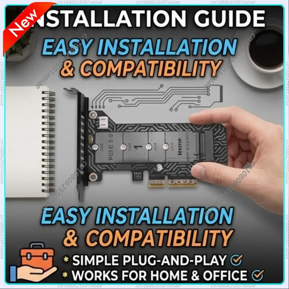 PH4215 PCIe 5.0 X4 to M.2 NVMe SSD Adapter Card Support 2230 2242 2260 2280 22110 Expansion Board with Aluminum Cooling Fin
PH4215 PCIe 5.0 X4 to M.2 NVMe SSD Adapter Card Support 2230 2242 2260 2280 22110 Expansion Board with Aluminum Cooling Fin