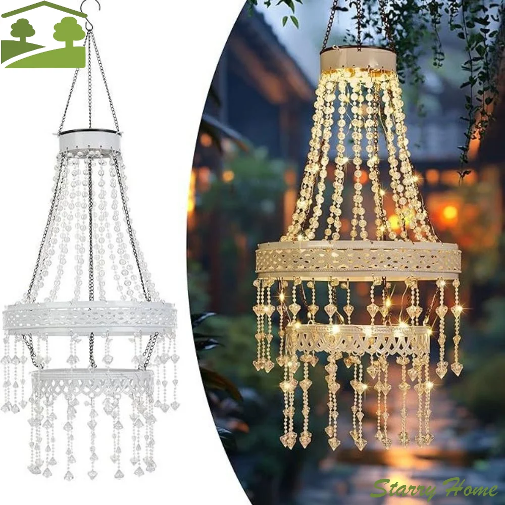 Waterproof Hanging Solar Lantern Modern Design Crystal Acrylic Outdoor Chandelier Solar Powered LED Light LED Solar Light
Waterproof Hanging Solar Lantern Modern Design Crystal Acrylic Outdoor Chandelier Solar Powered LED Light LED Solar Light