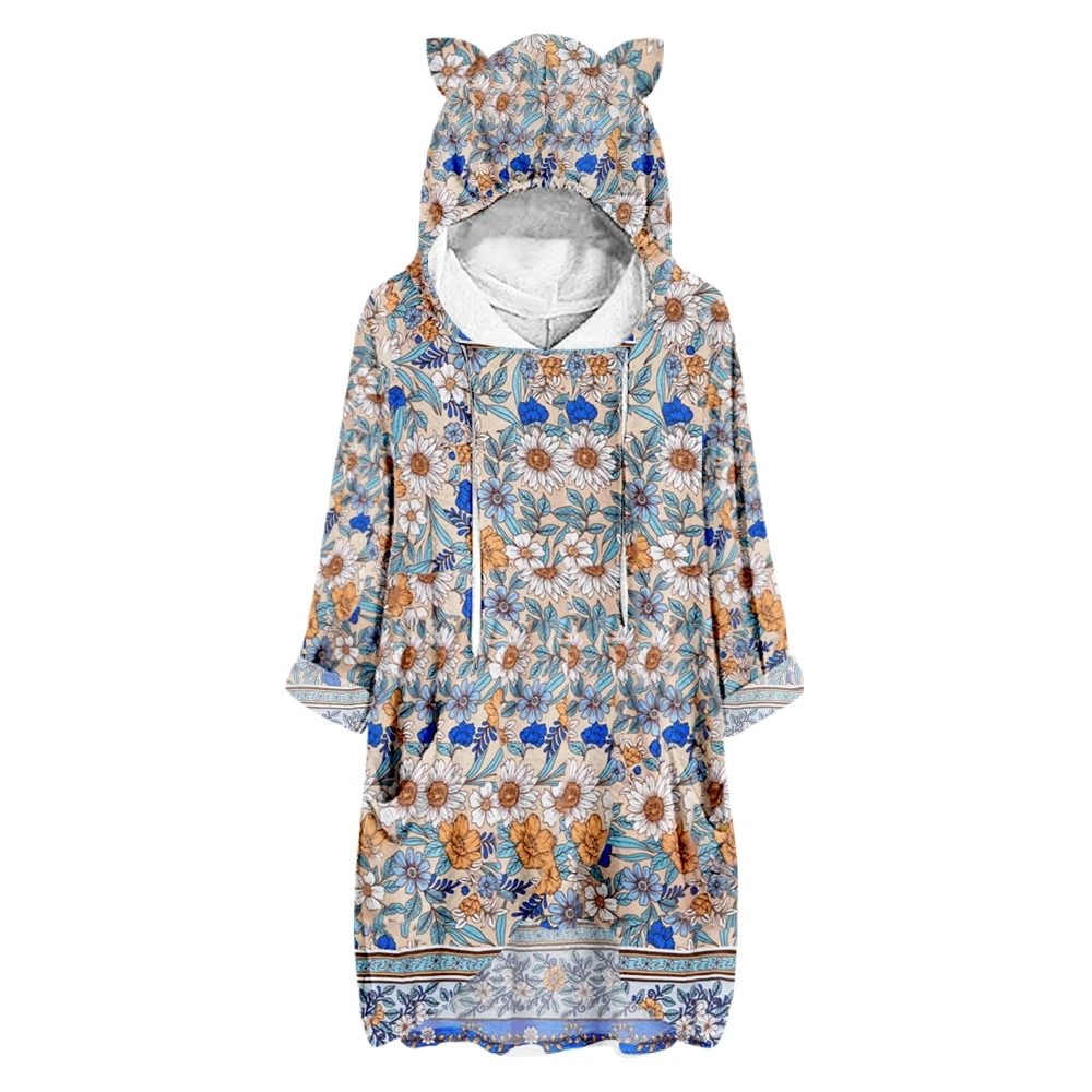 Women's Splicing Floral Printing Hoodie Loose Fashion Half Sleeve Casual Fashion Women Cat Ears Sweatshirt Hoodies
Women's Splicing Floral Printing Hoodie Loose Fashion Half Sleeve Casual Fashion Women Cat Ears Sweatshirt Hoodies