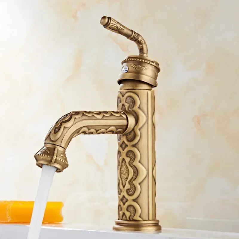 Vintage Antique Solid Brass Bathroom Basin Faucet Single Handle 360 Degree Swivel Spout Hot Cold Water Mixer Tap for Home
Vintage Antique Solid Brass Bathroom Basin Faucet Single Handle 360 Degree Swivel Spout Hot Cold Water Mixer Tap for Home