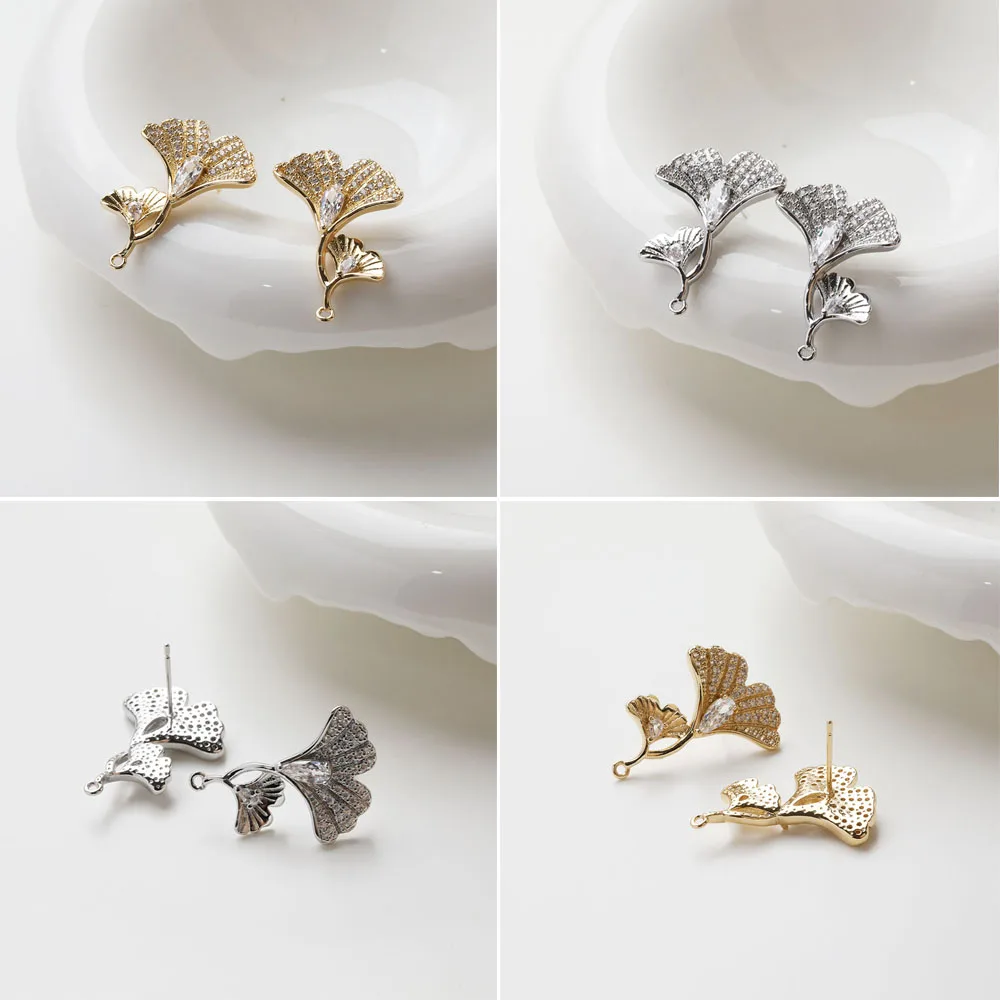 2PCS 14K Gold Plated Ginkgo Leaf Earring Studs Brass Inlaid Zircon Handmade Material Accessories Jewelry DIY Making Supplies
2PCS 14K Gold Plated Ginkgo Leaf Earring Studs Brass Inlaid Zircon Handmade Material Accessories Jewelry DIY Making Supplies
