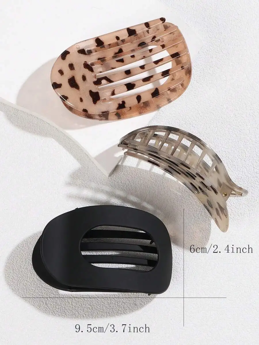 Leopard Print And Solid Black Plastic Claw Clips For Women, Curved Duckbill Design, Non-Slip Hair Accessories, 6cm To 9.5cm
Leopard Print And Solid Black Plastic Claw Clips For Women, Curved Duckbill Design, Non-Slip Hair Accessories, 6cm To 9.5cm