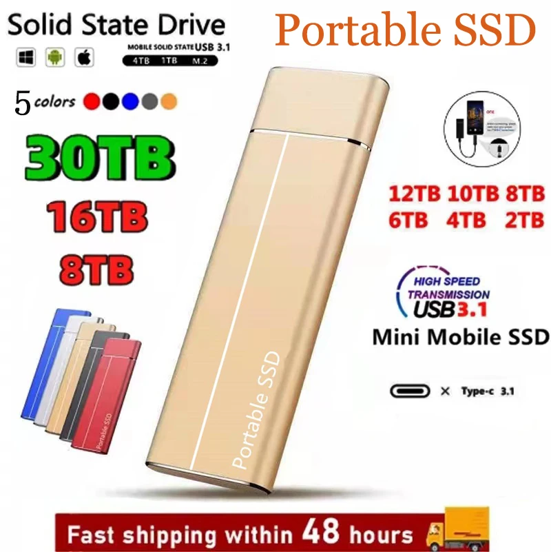 2024 New Original SSD 1TB External Hard Drive High-Speed Solid-State Disk USB 3.1 Type-C HDD Large Storage Hard Drive for Laptop
2024 New Original SSD 1TB External Hard Drive High-Speed Solid-State Disk USB 3.1 Type-C HDD Large Storage Hard Drive for Laptop