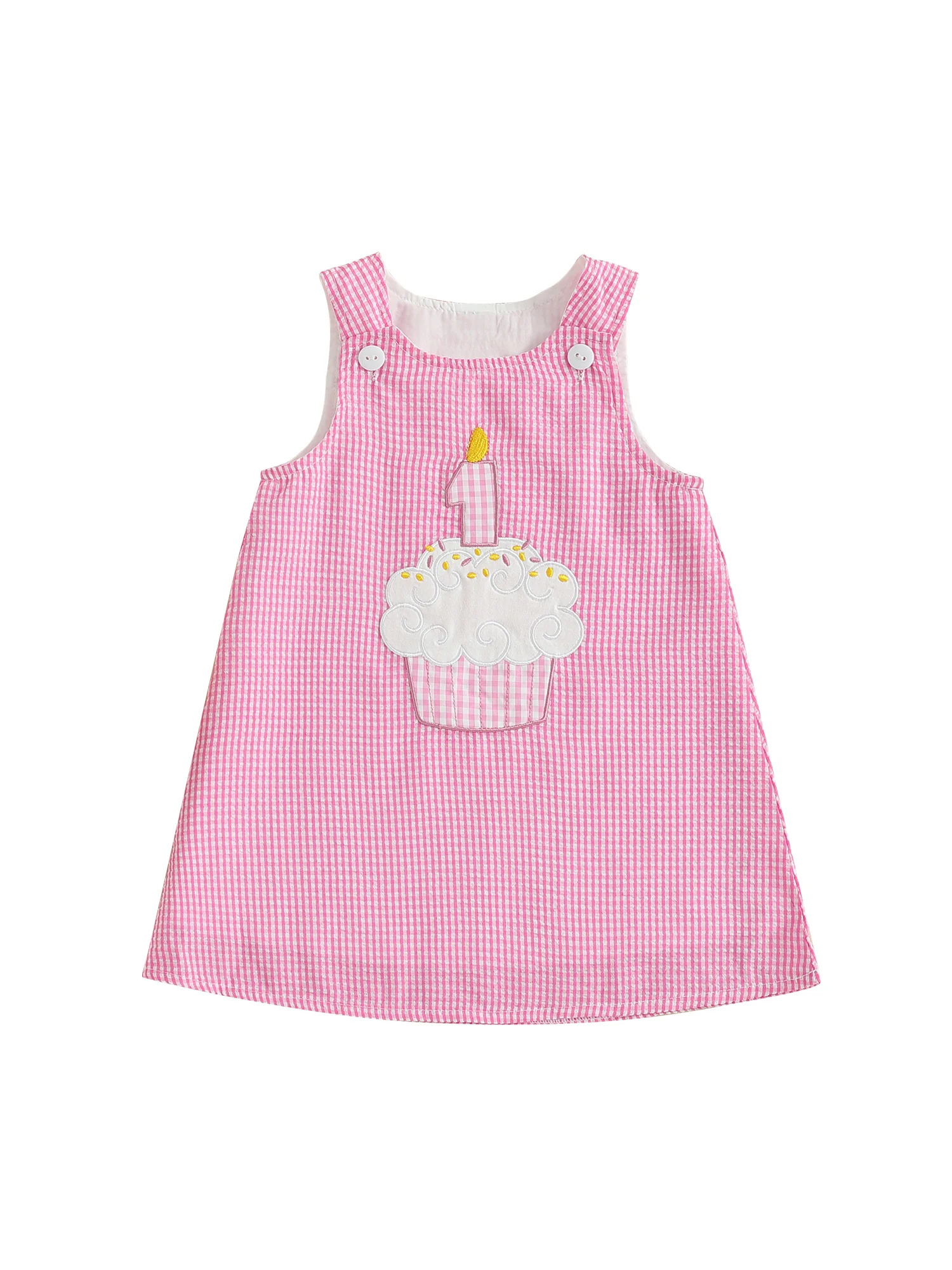 Toddler Girls Sleeveless Round Neck Birthday Cake Embroidery Plaid Dress with Ruffle Hem and Bow Detail
Toddler Girls Sleeveless Round Neck Birthday Cake Embroidery Plaid Dress with Ruffle Hem and Bow Detail